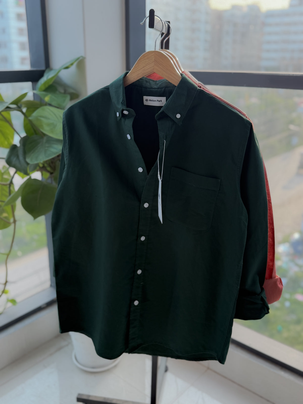 Chambray solid shirt - Bottle Green