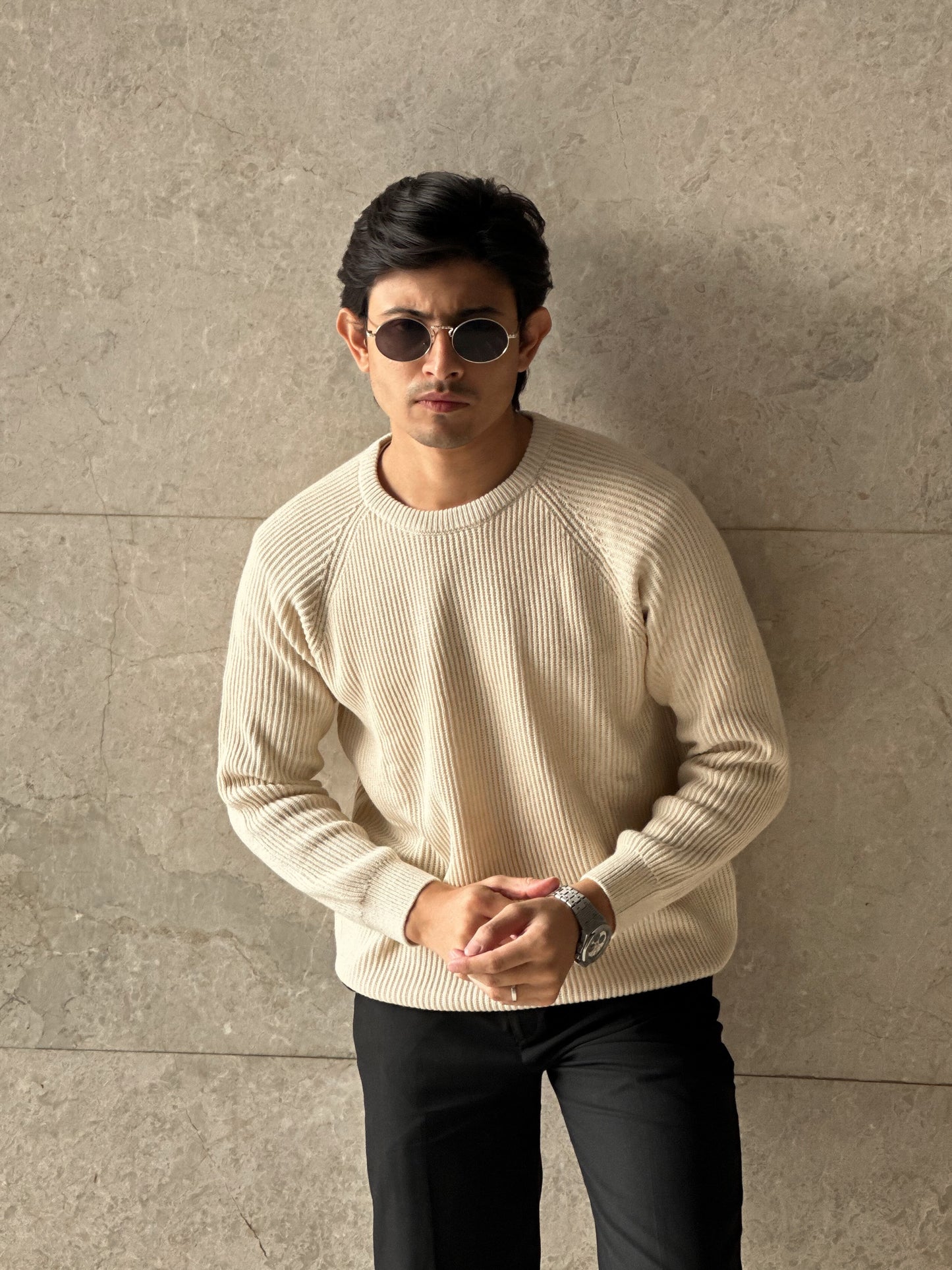 Knitted Signature Sweatshirt - Off white