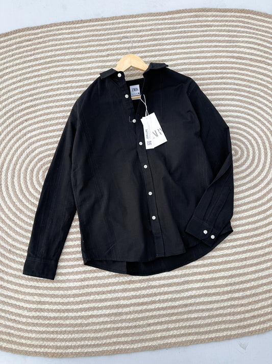 Classic full sleeve shirt - Textured Black