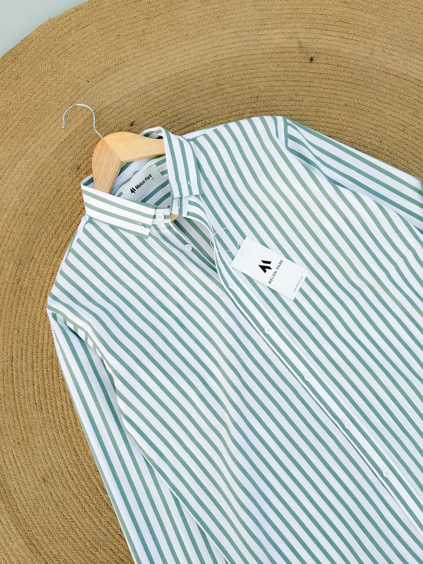 Old Money full sleeve shirt - Mint stripe ( New )