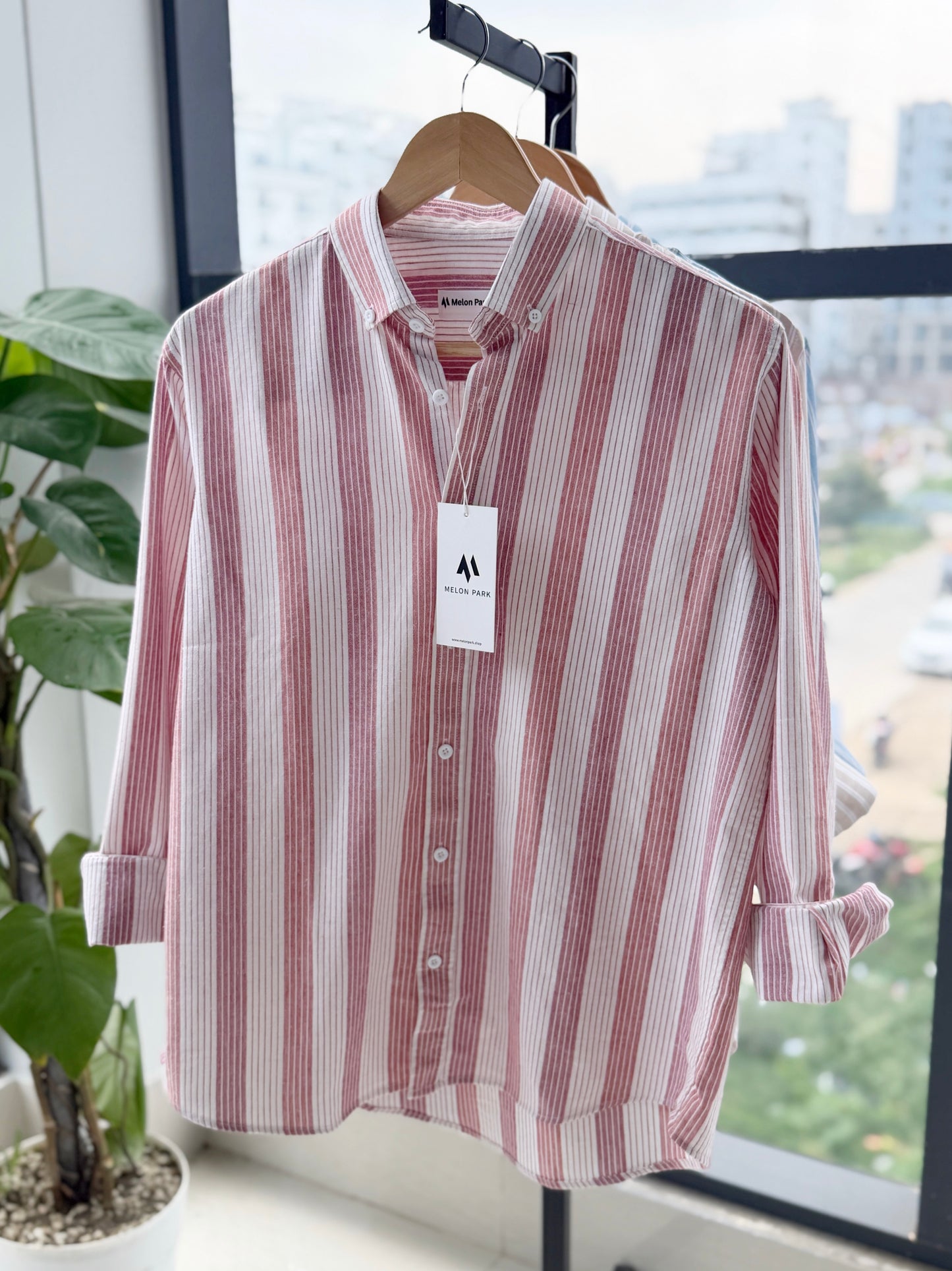 Gentle stripe shirt - Rosewood