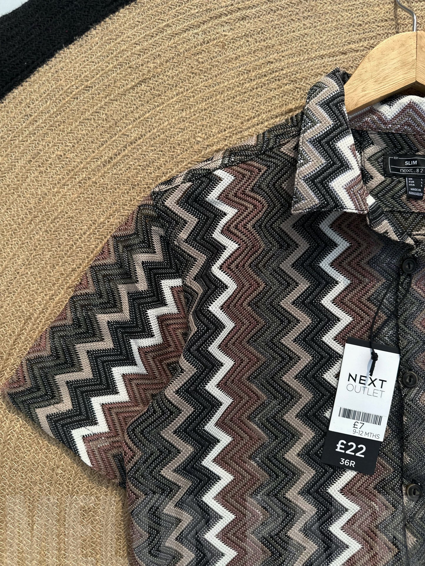 Zigzag Black Cuban Half Shirt