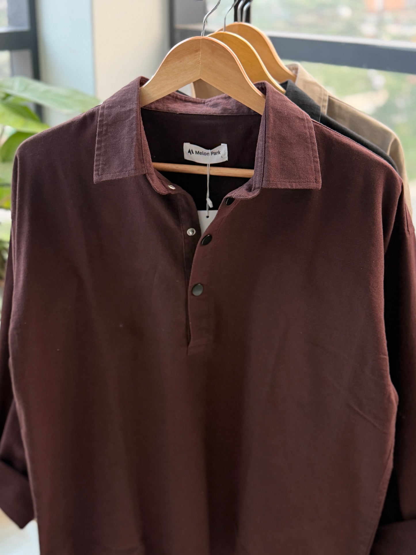 Fine Henley shirt - Chocolate