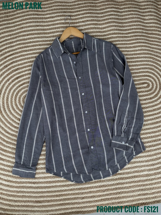 Gentle stripe shirt - Grey big stripe | FS121