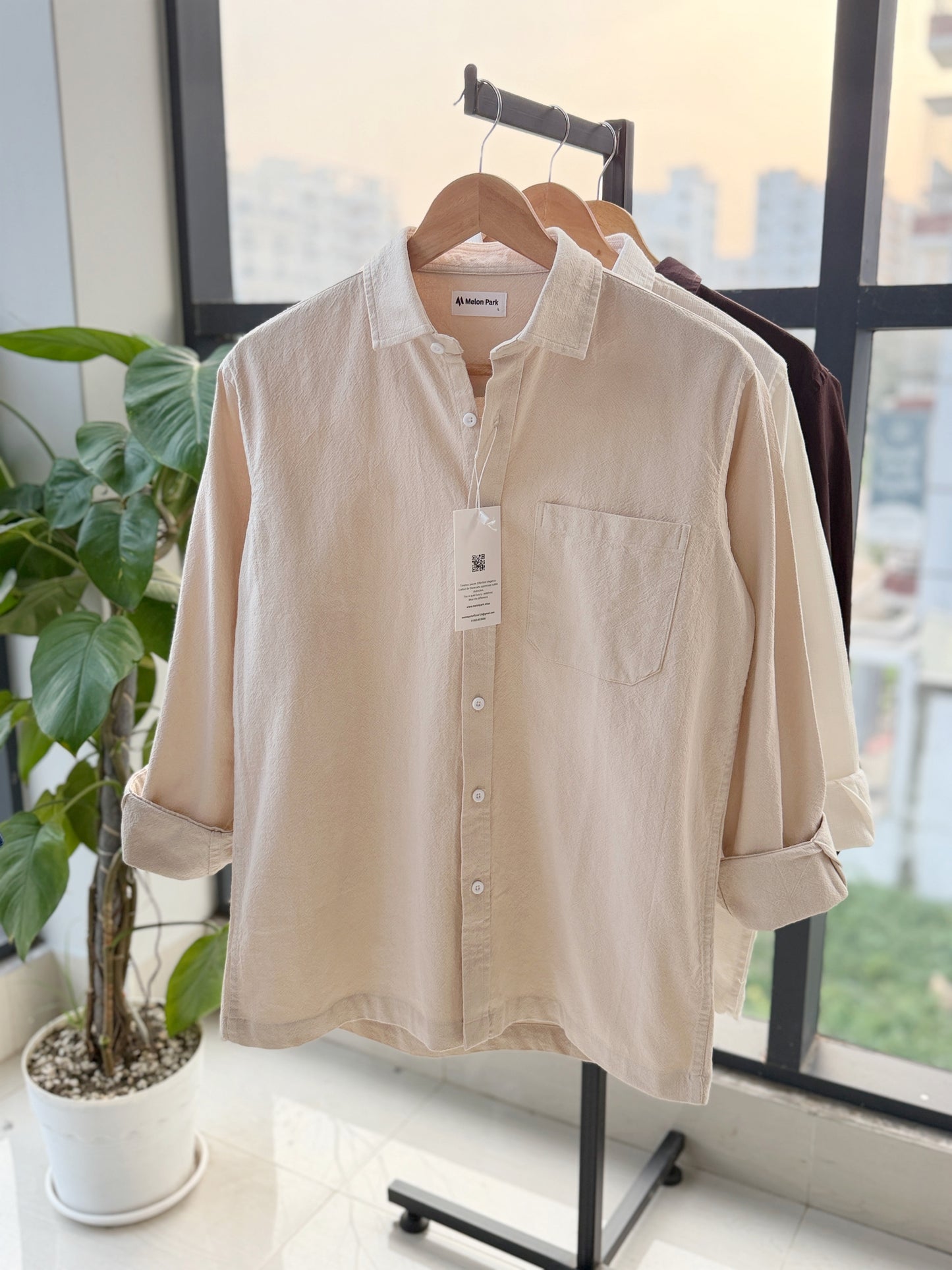 Drop-shoulder boxy shirt - Off White