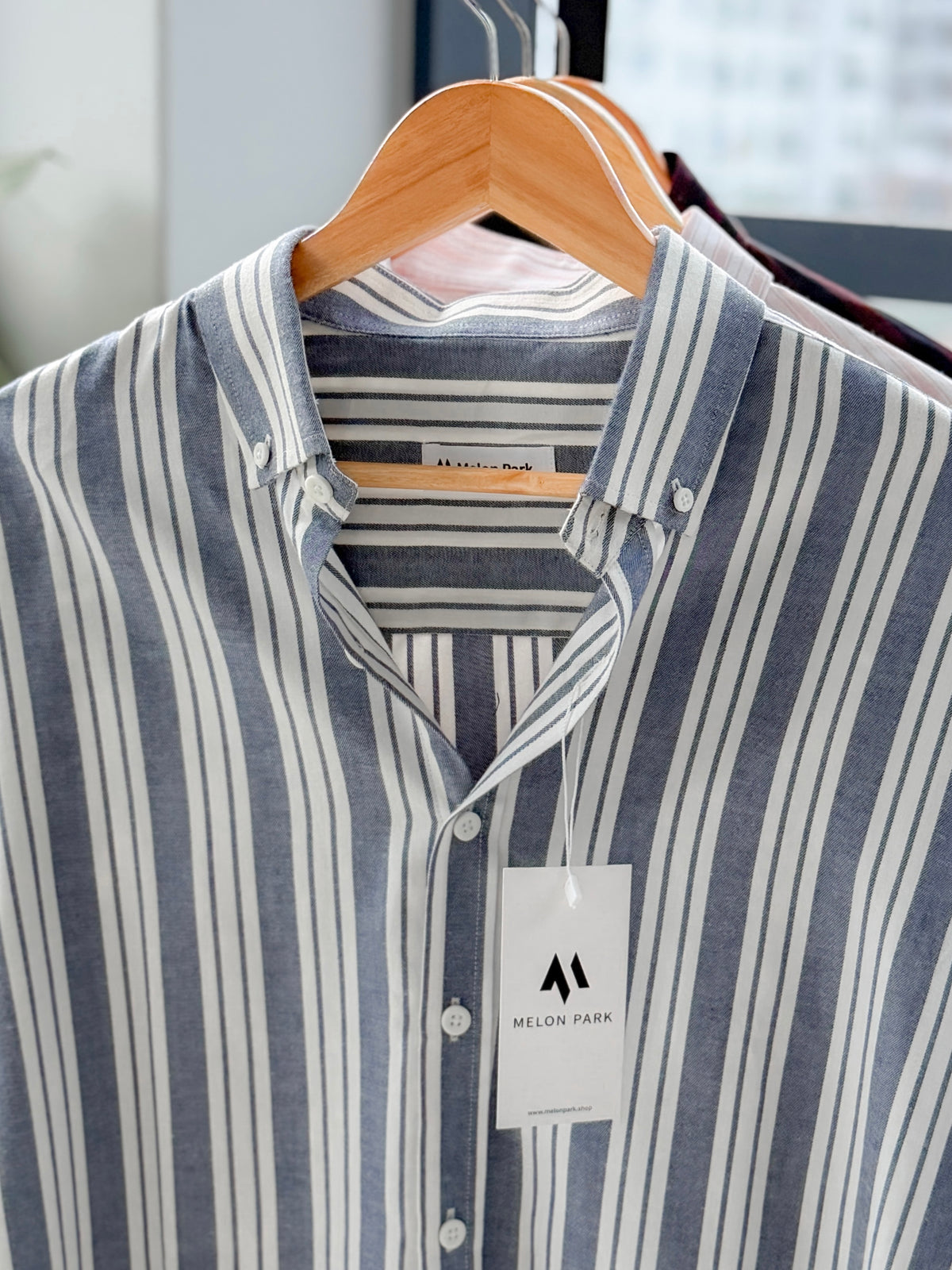 Gentle stripe shirt - Slate Seaside stripe
