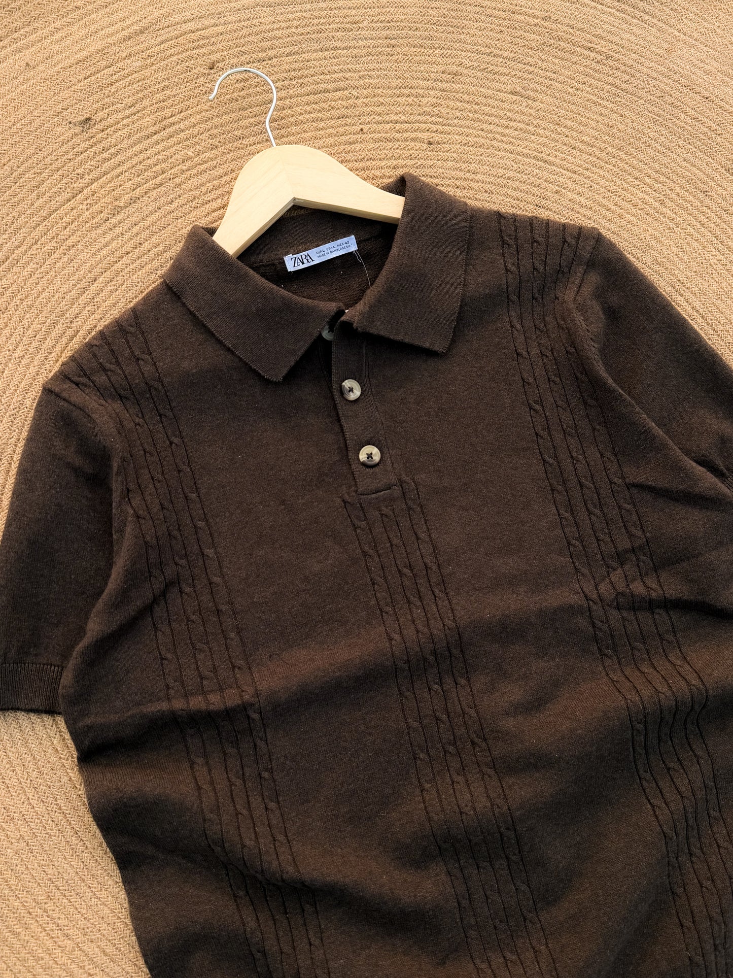 Velour Knit polo - Dark Chocolate