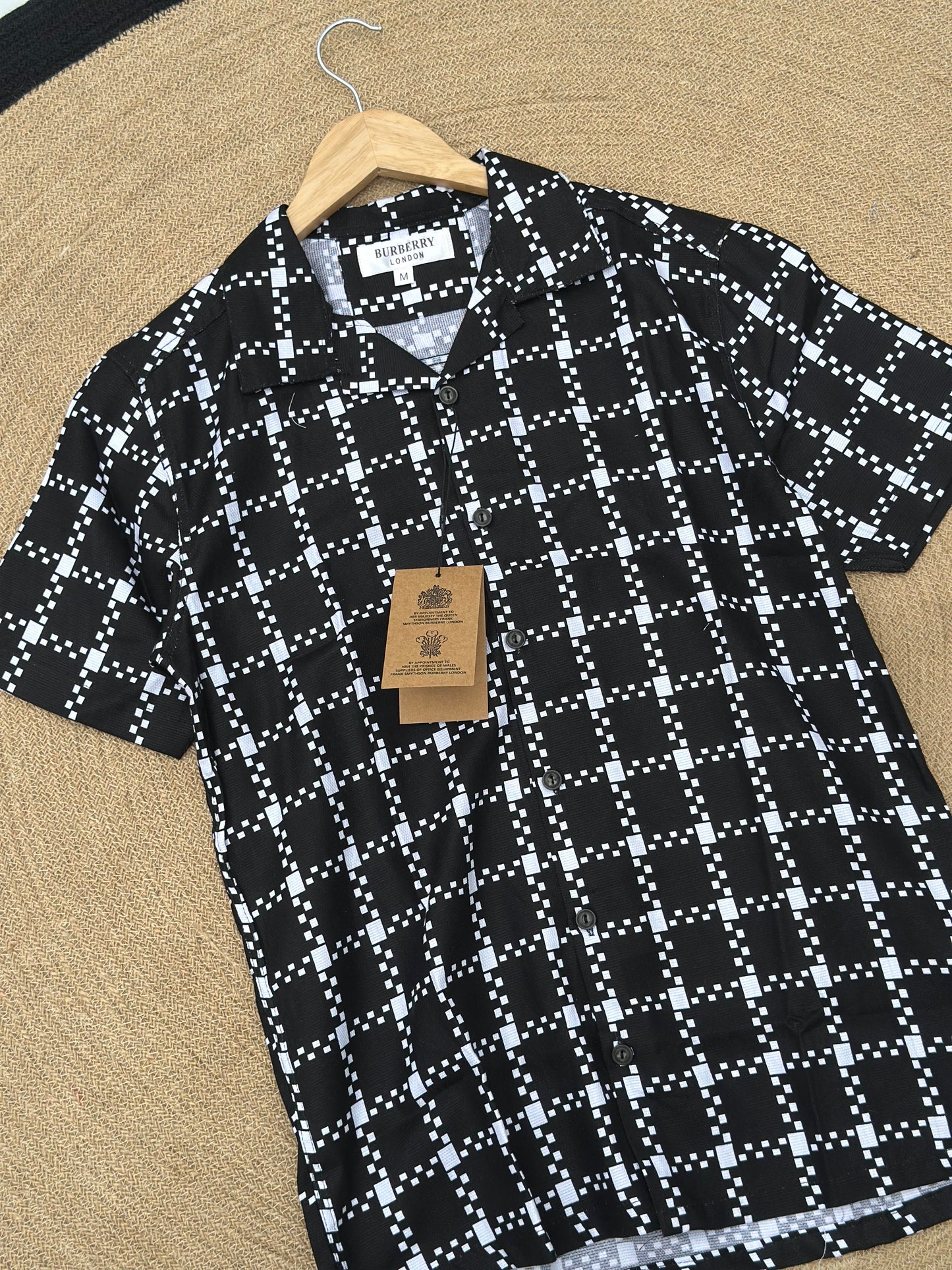 Black Cheque Cuban Half Shirt