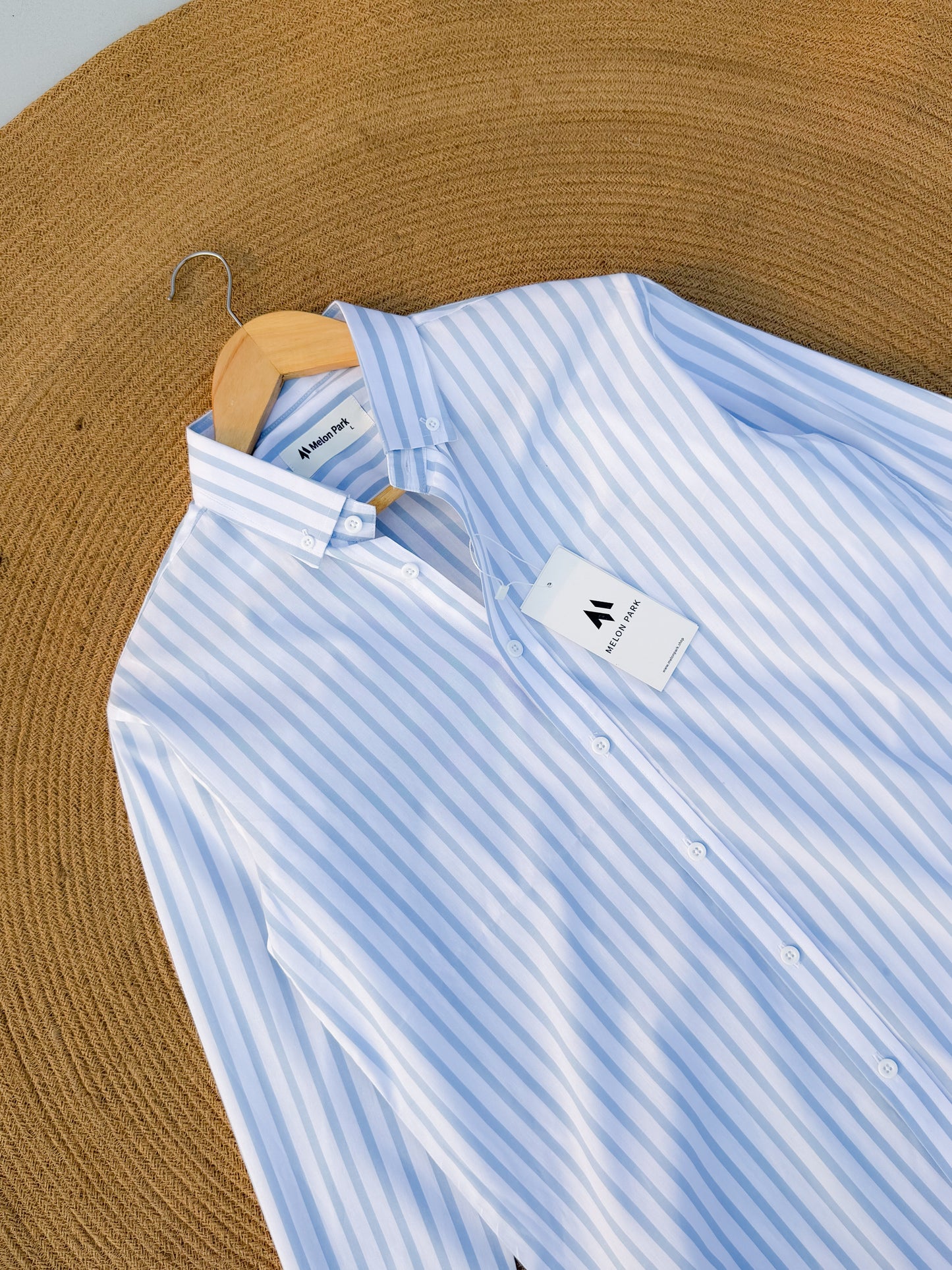 Old Money full sleeve shirt - Powder Blue stripe