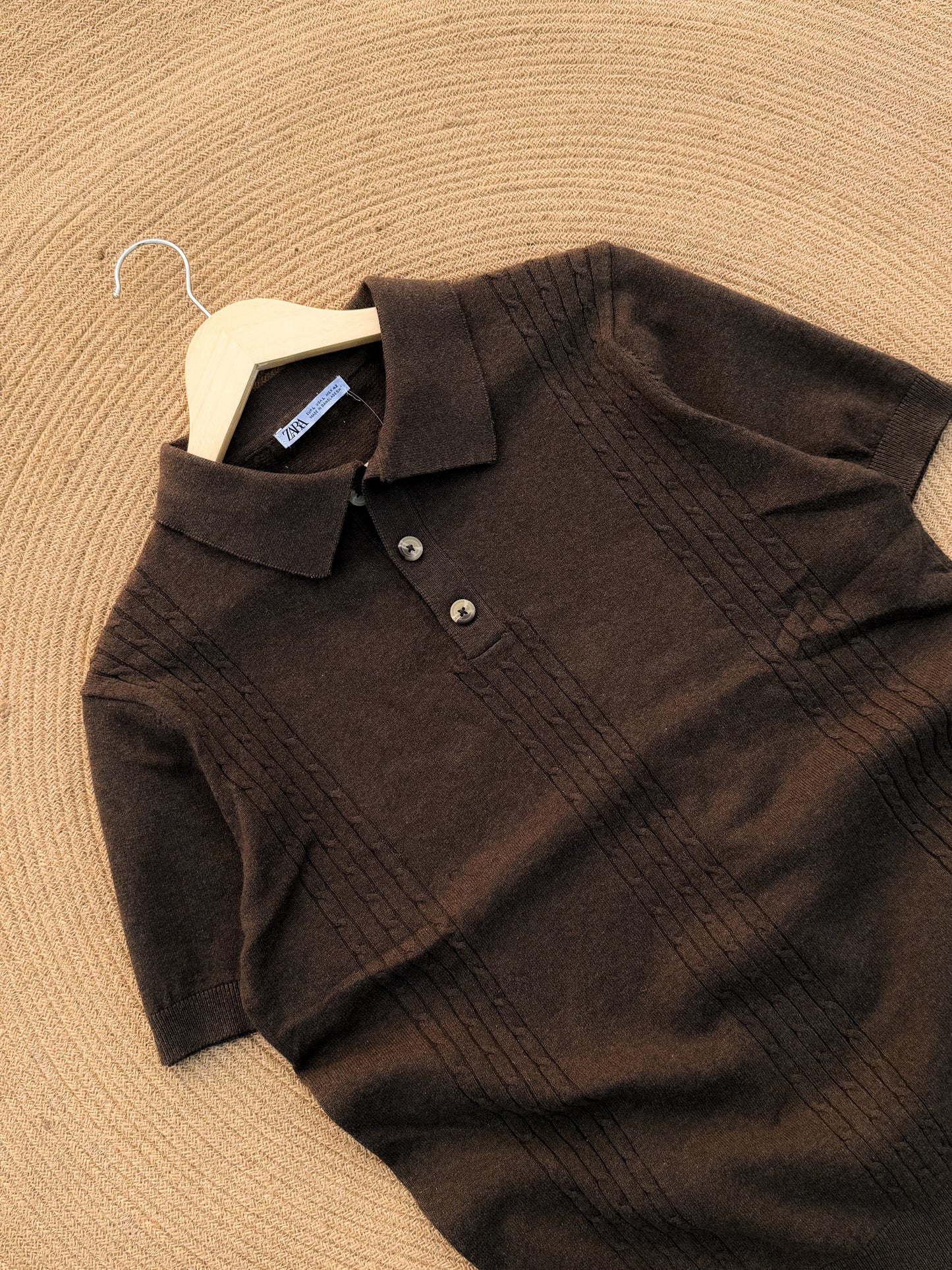 Velour Knit polo - Dark Chocolate