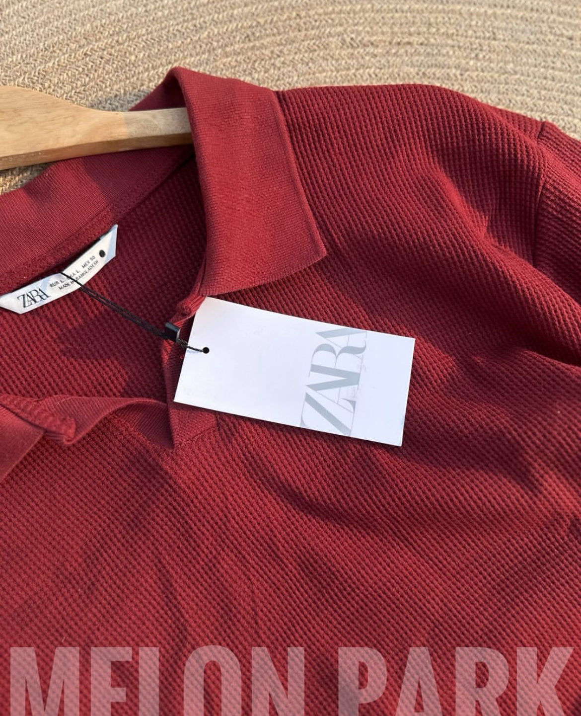 Maroon Thermal Waffle polo