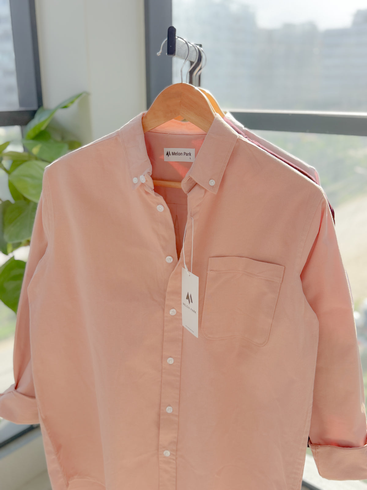 Chambray solid shirt - Light Peach