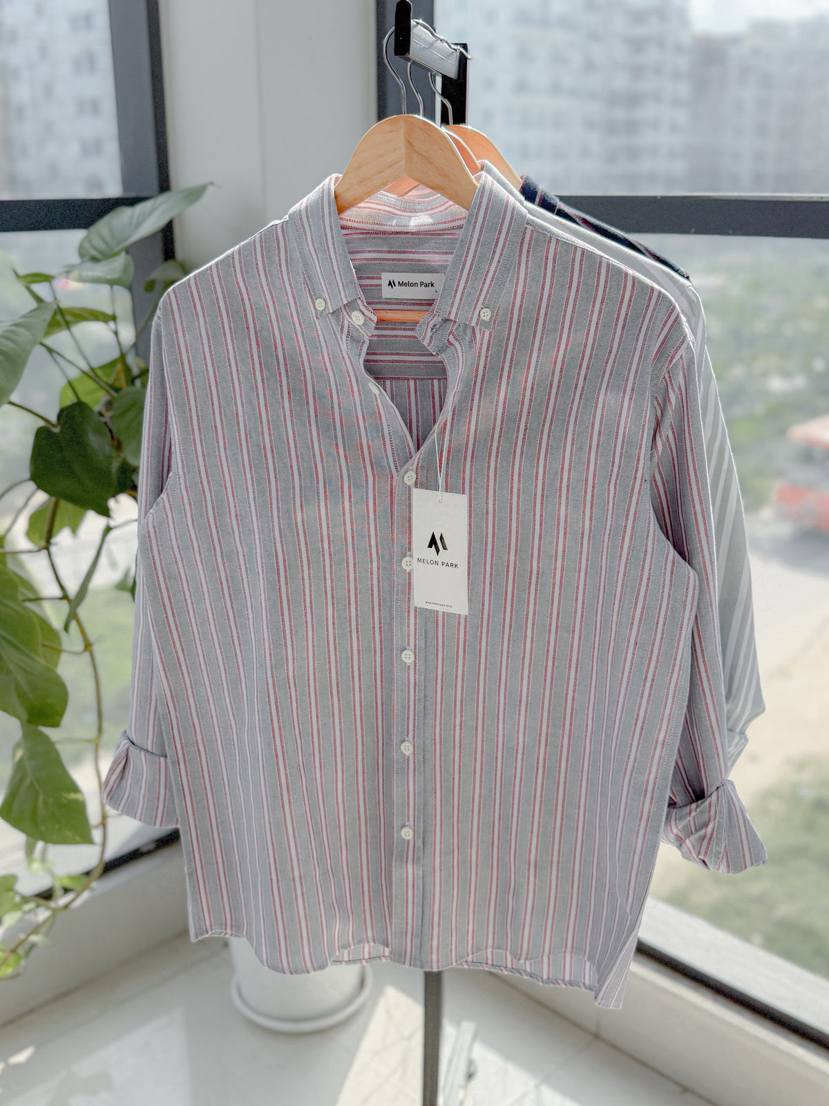 Gentle stripe shirt - Ironwood stripe