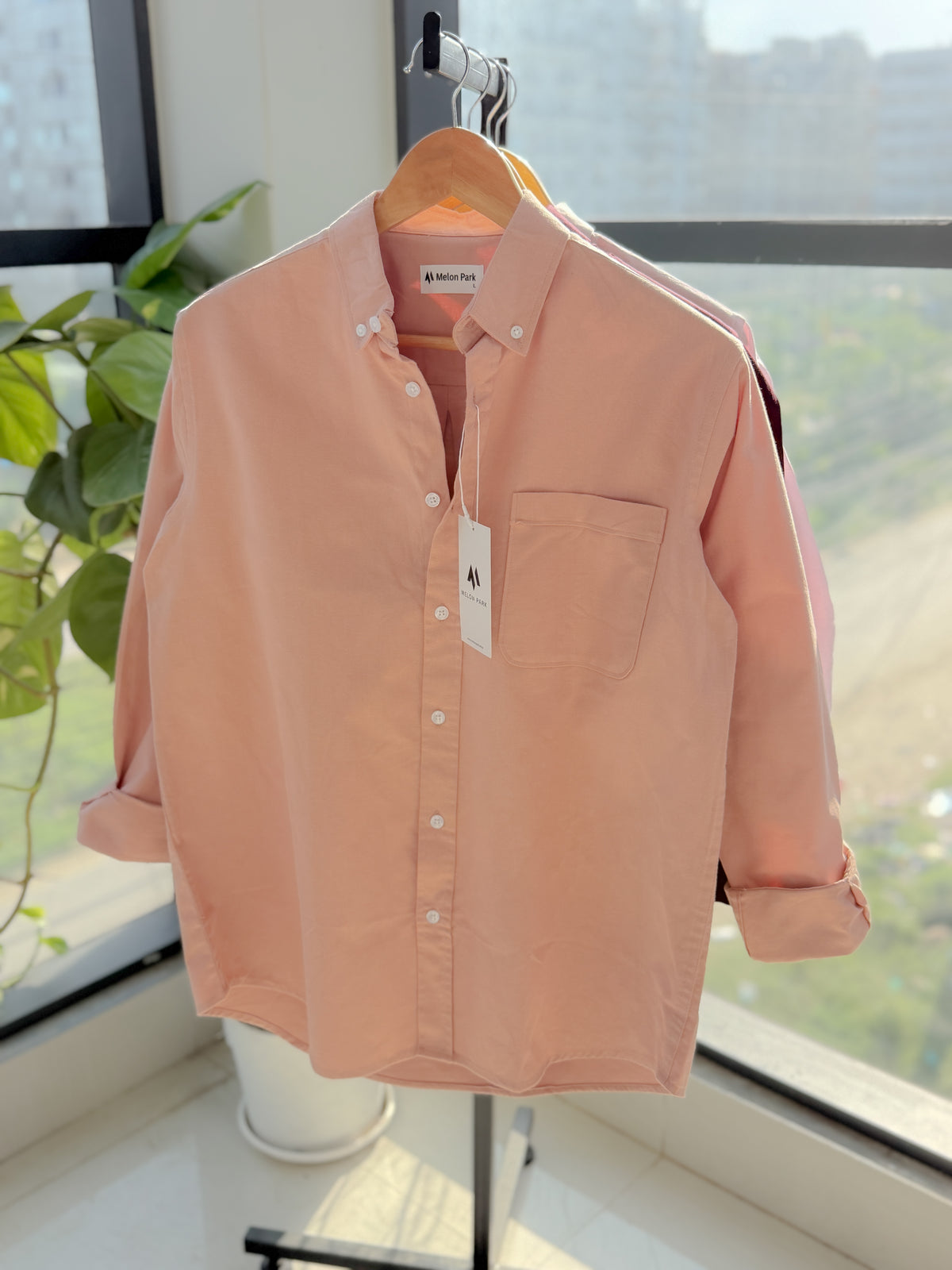 Chambray solid shirt - Light Peach