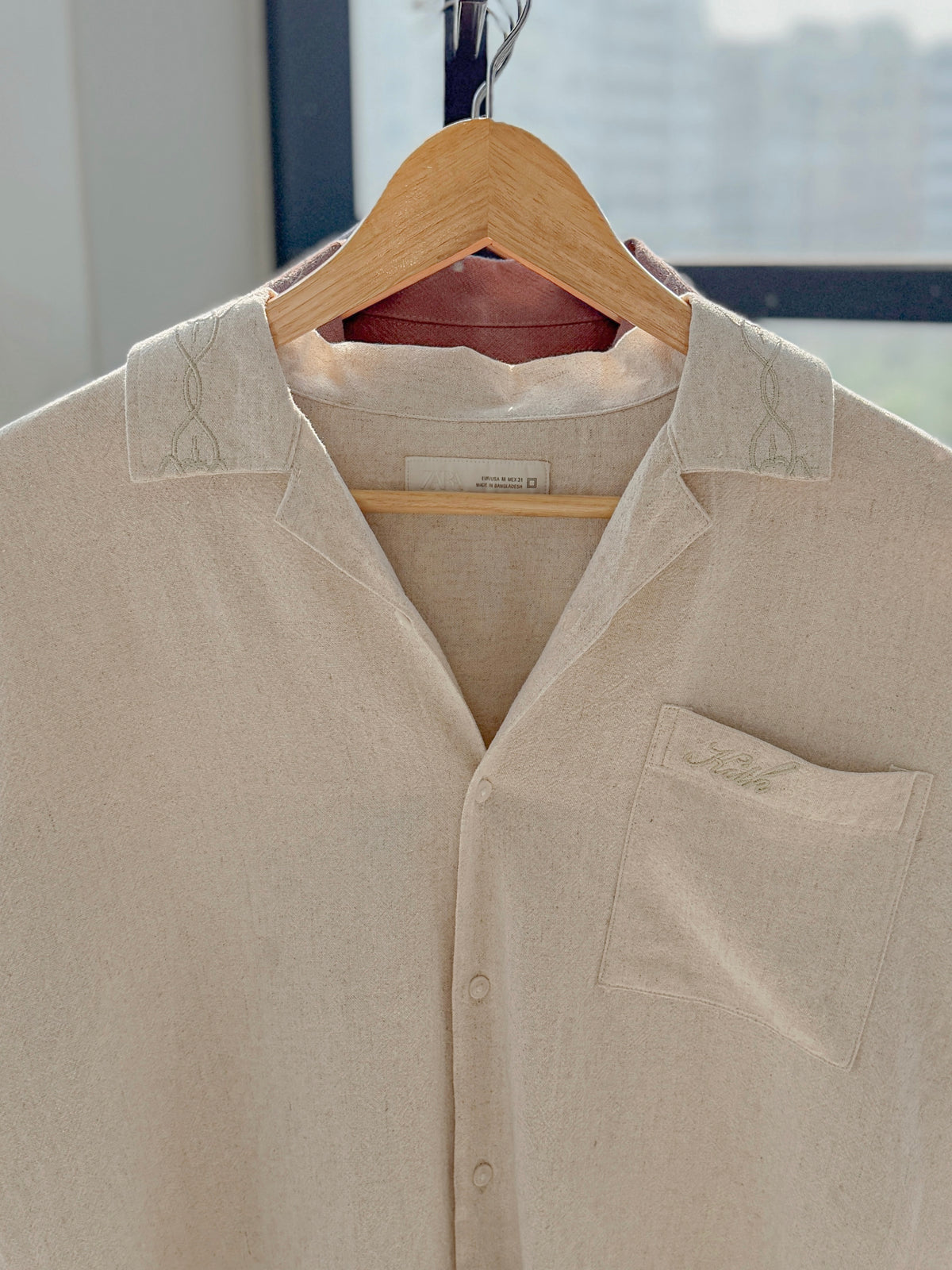 Embroidery Boxy Drop-shoulder shirt - Off White