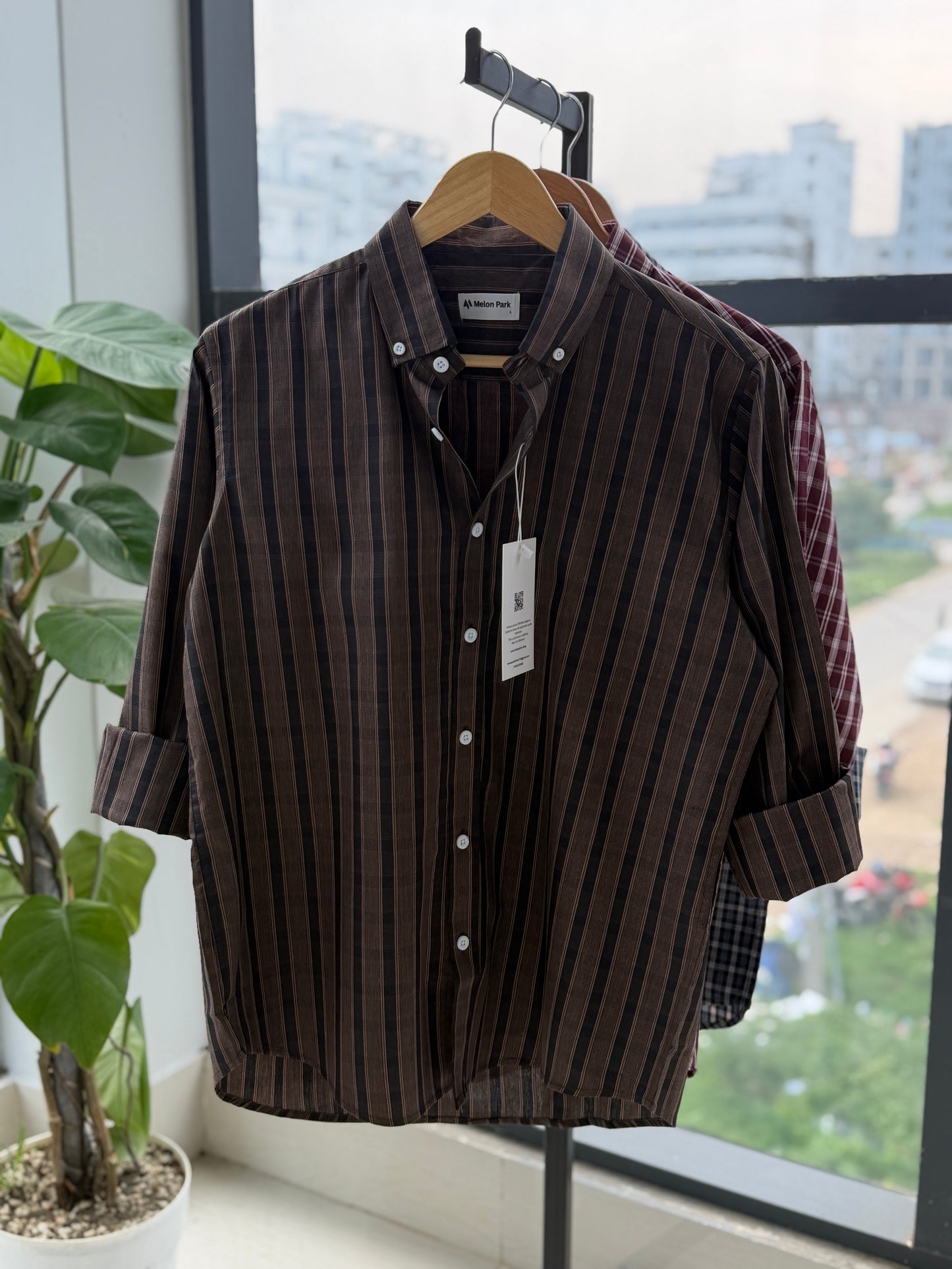 Gentle check shirt - Walnut