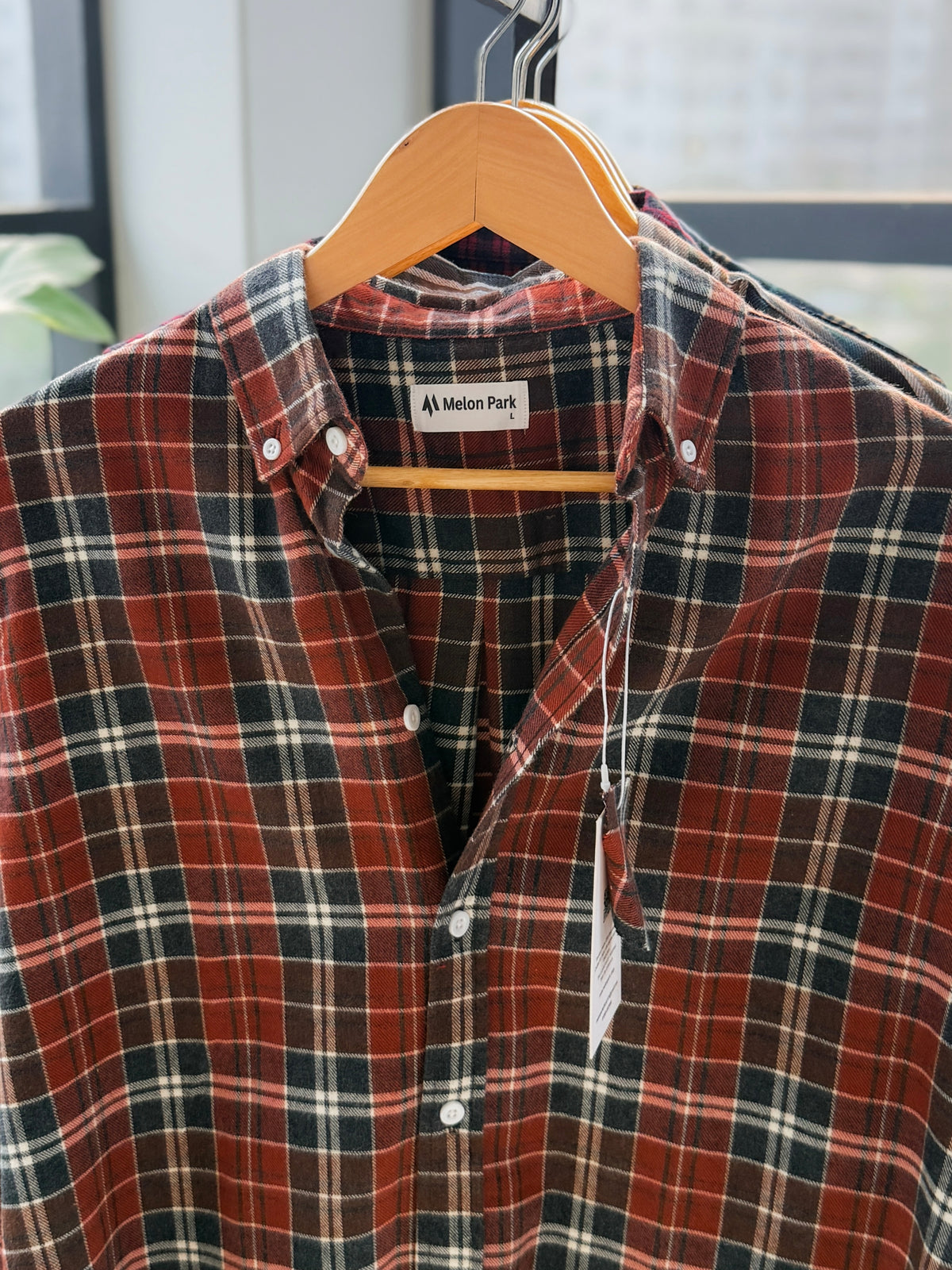Gentle check shirt - Brick Mahogany