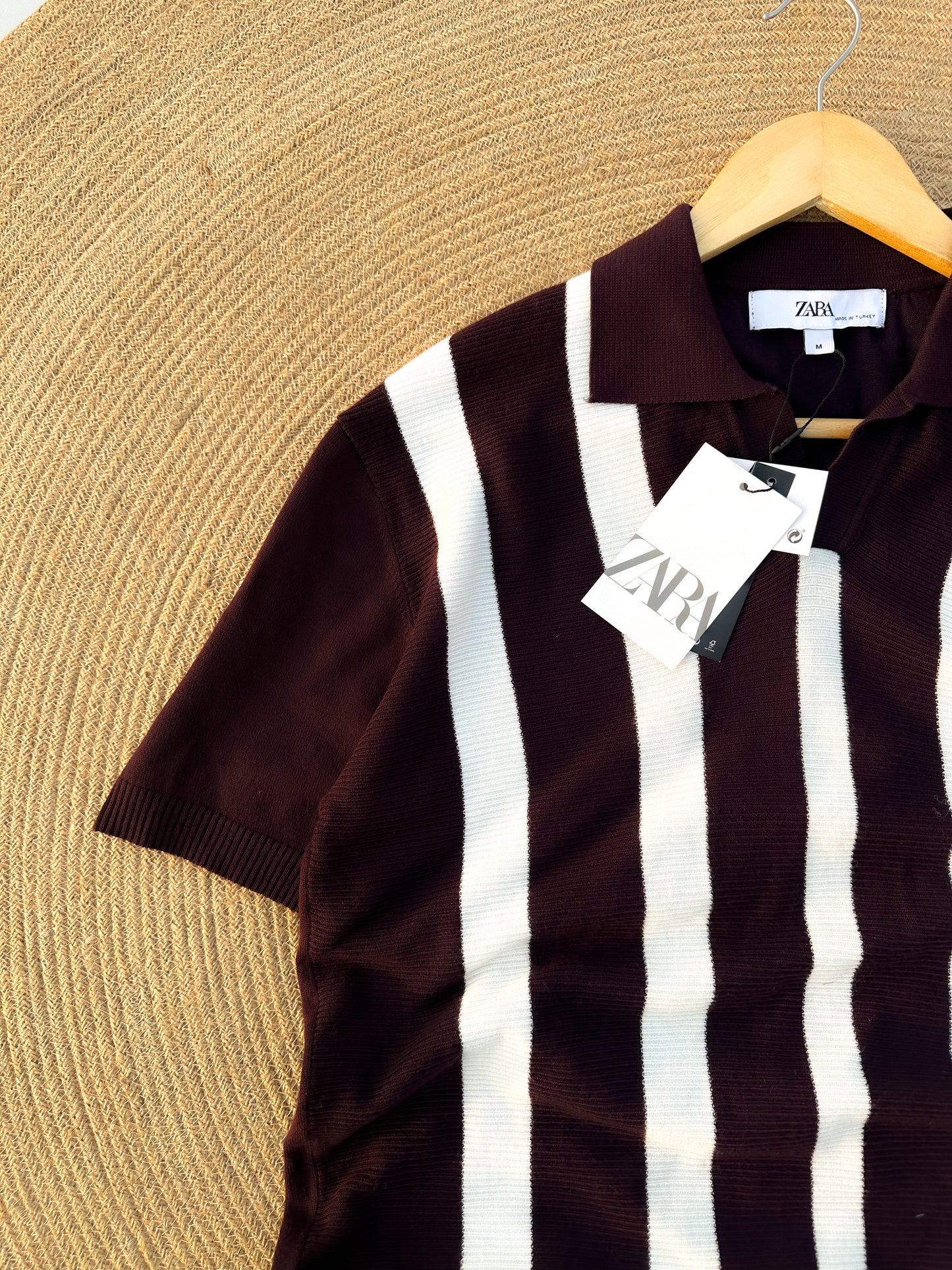 Executive Knitted Polo - Wine with White