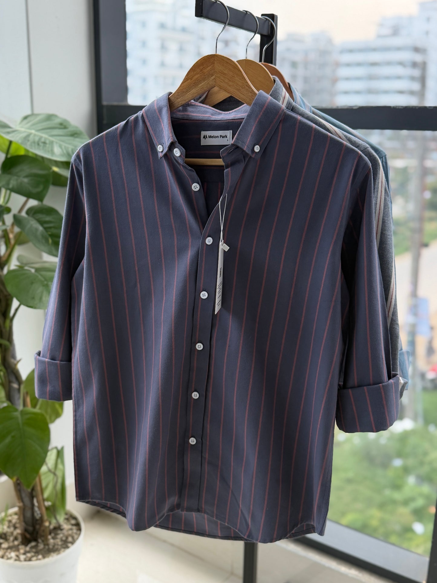 Gentle stripe shirt - Midnight Crimson