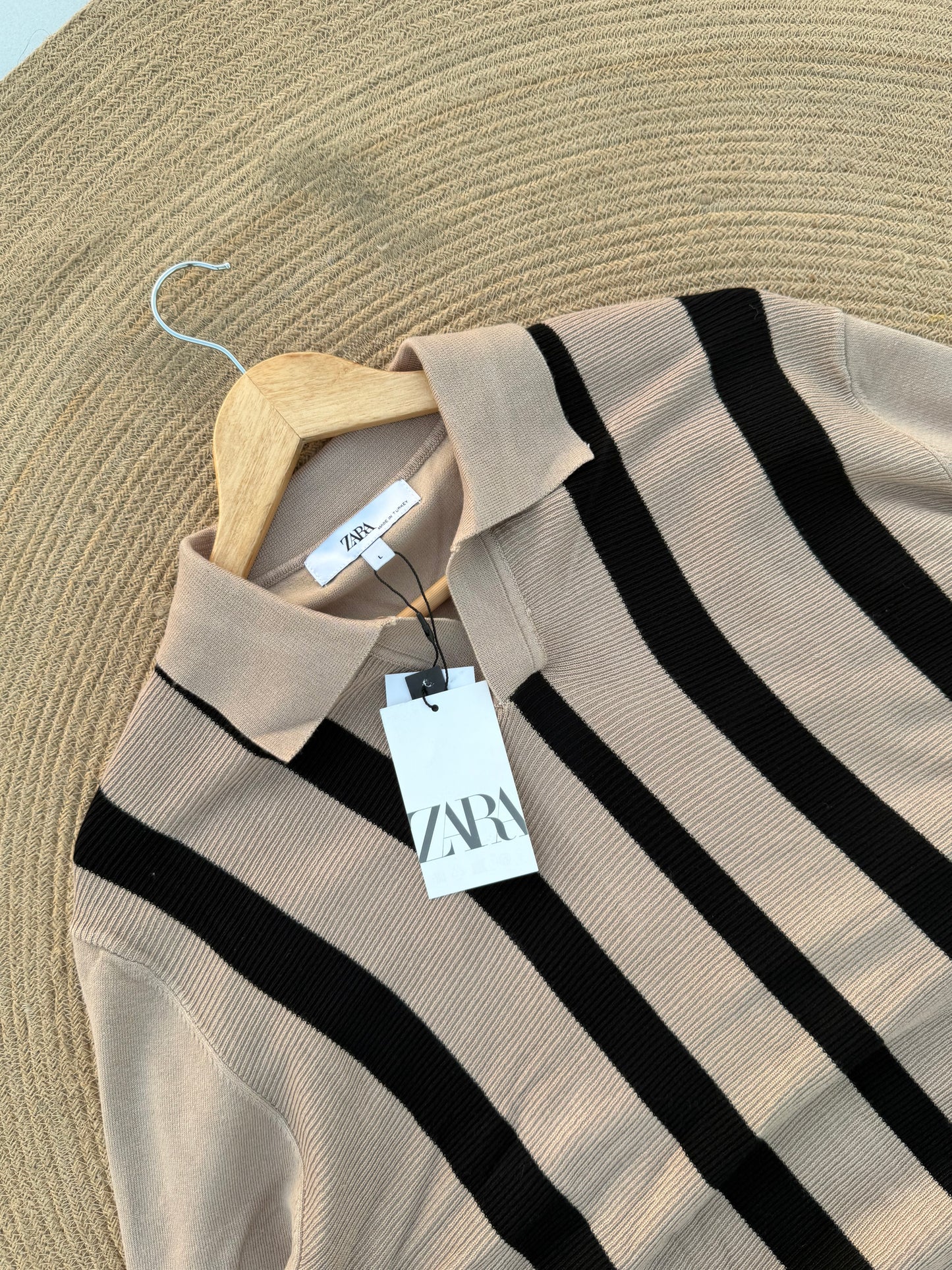 Executive Knitted Polo - Beige with Black