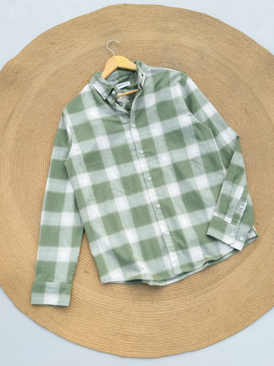 Gentle Check shirt - Macha Mist