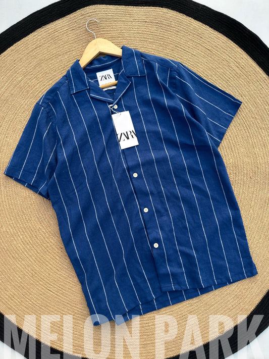 Royal Blue Old Money Cuban Shirt