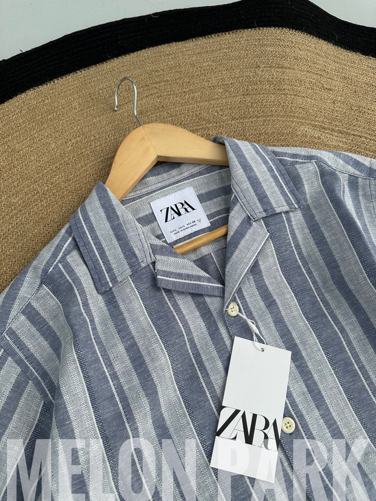 Grey big stripe Old Money Cuban Shirt