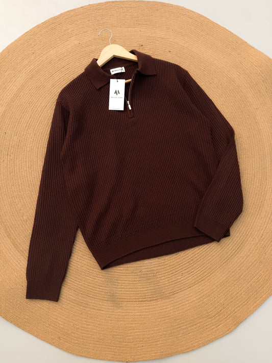 Rich Sweater Polo - Chocolate