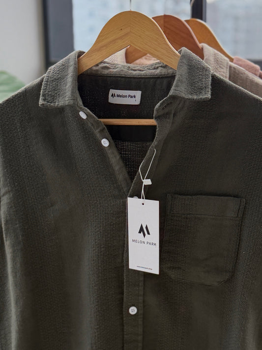 Crafted Dropshoulder Shirt - Olive