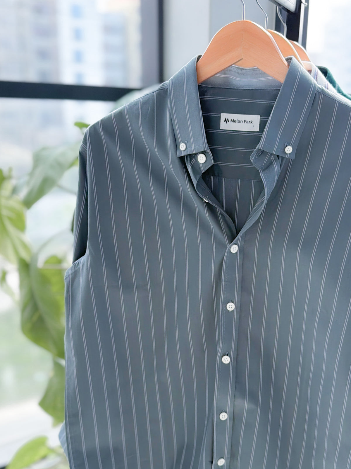 Gentle stripe shirt - Teal slate stripe