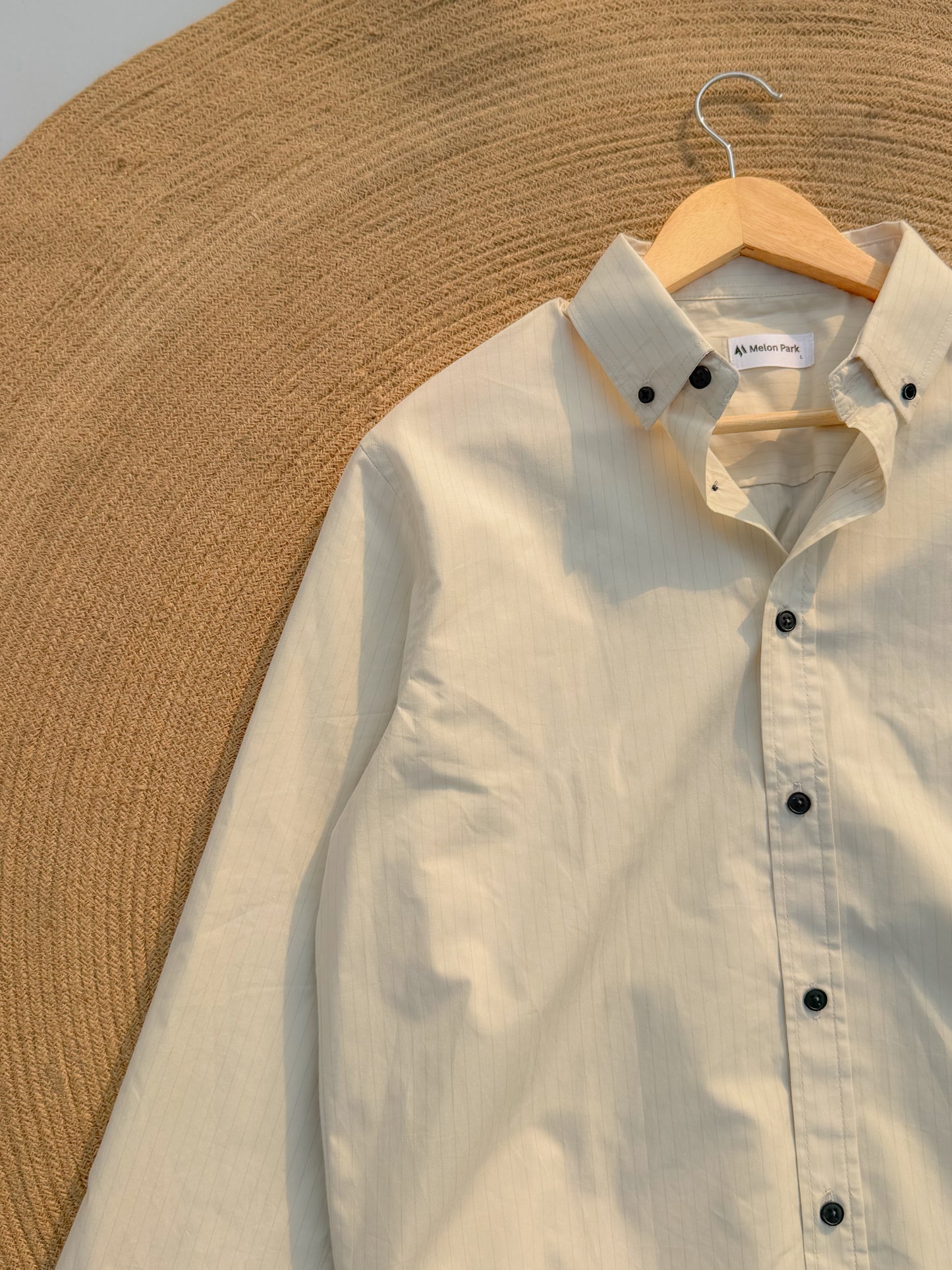 Old Money full sleeve shirt - Ivory Pinstripe