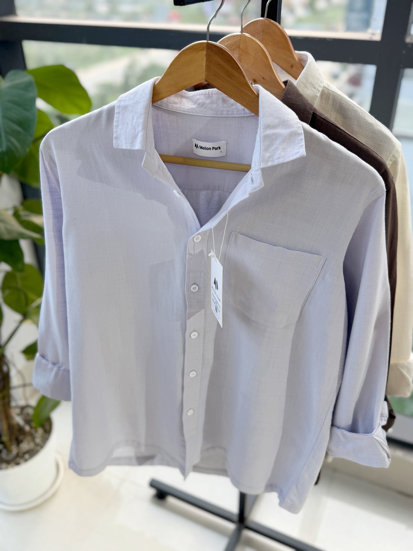 Drop-shoulder boxy shirt - Lavender