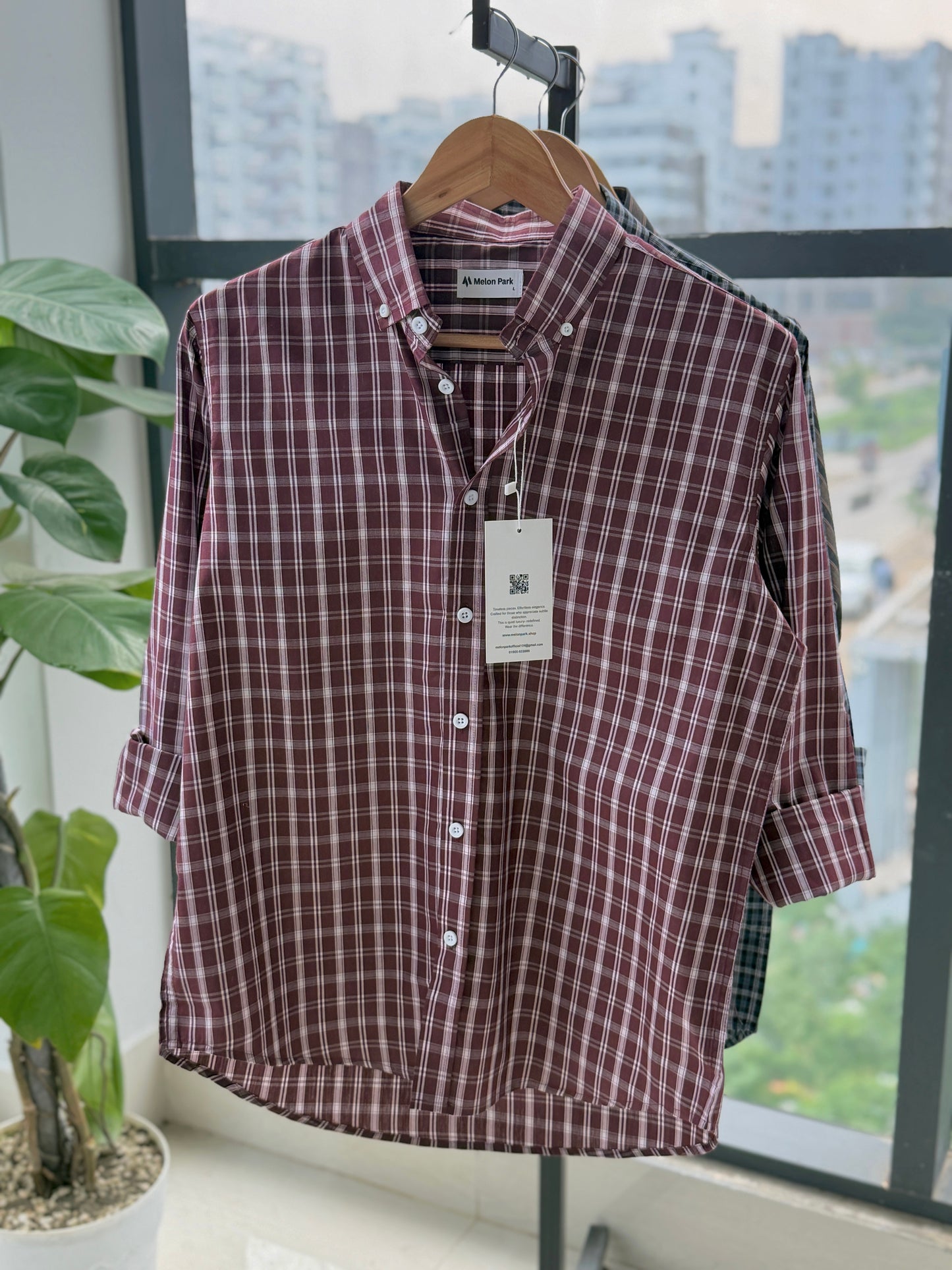 Gentle check shirt - Matrix Maroon