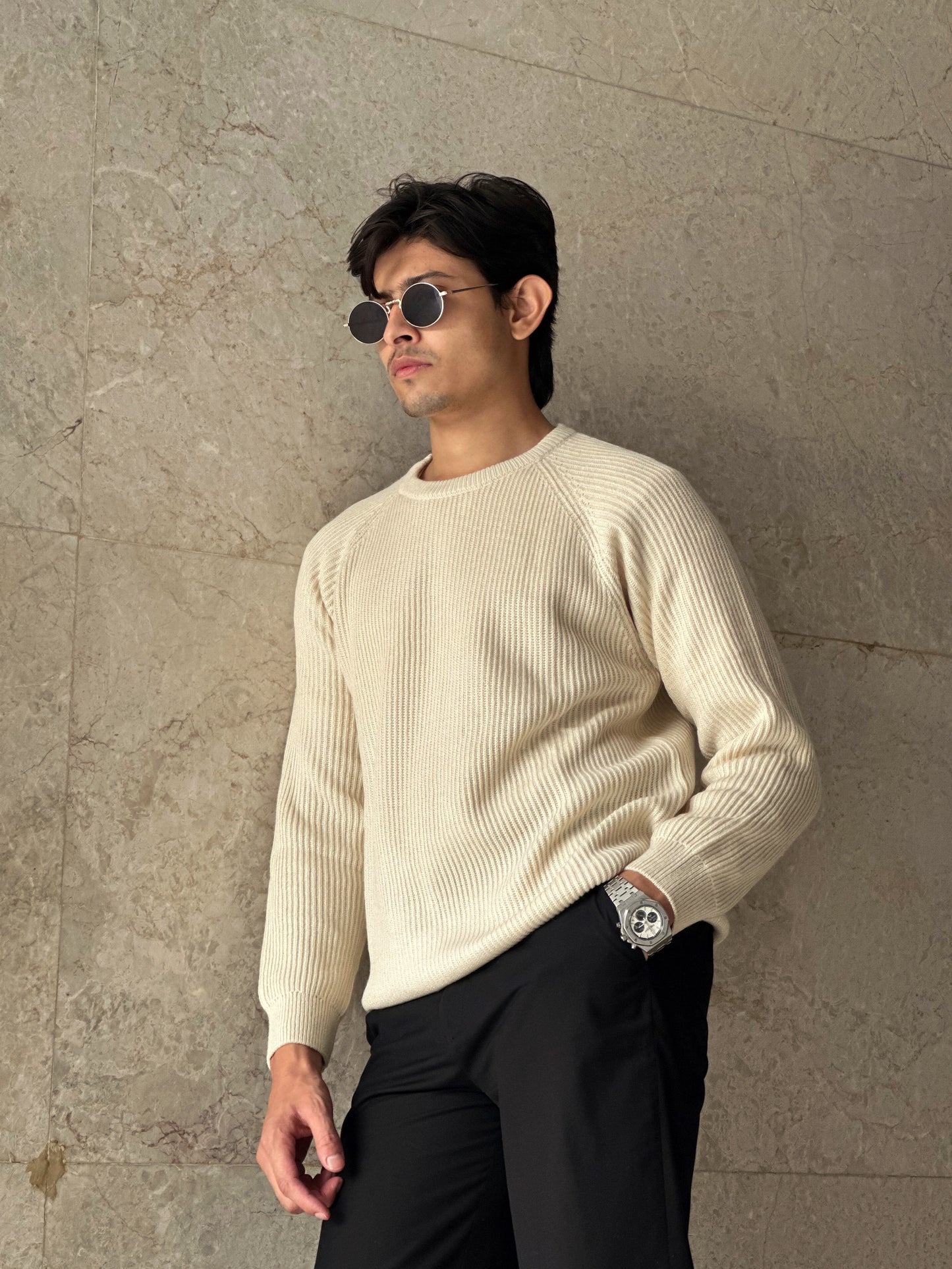 Knitted Signature Sweatshirt - Off white