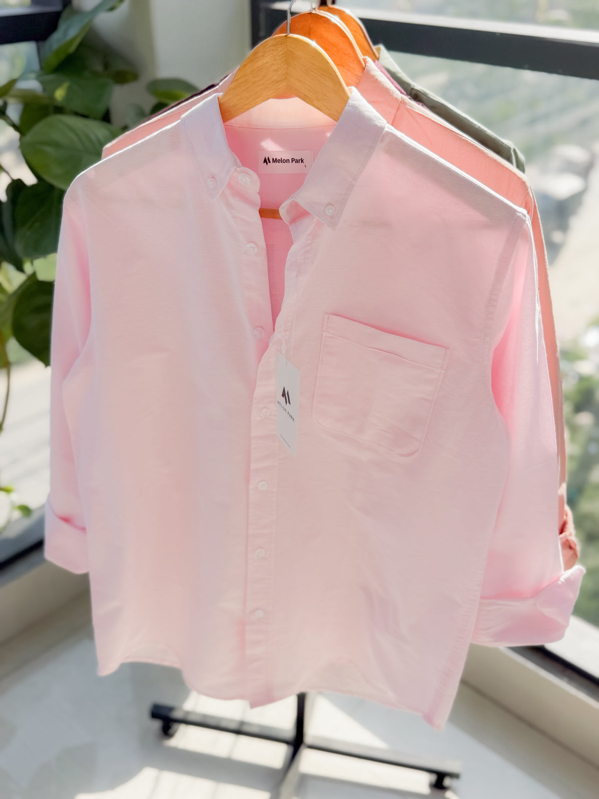 Chambray solid shirt - Baby Pink