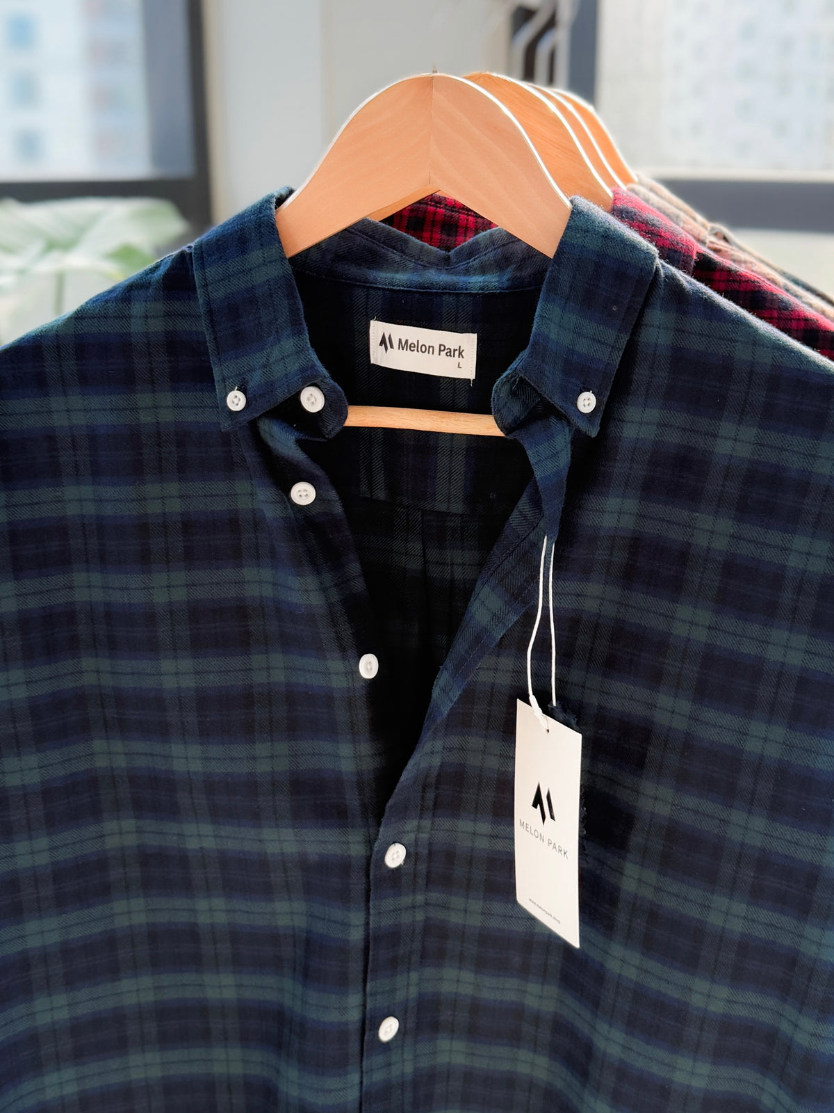 Gentle check shirt - Forest Emerald