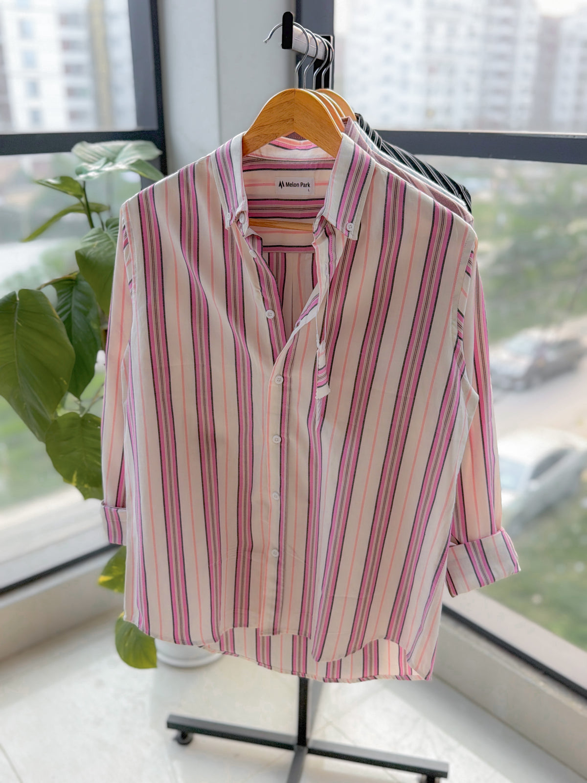 Gentle stripe shirt - Peach Fuchsia