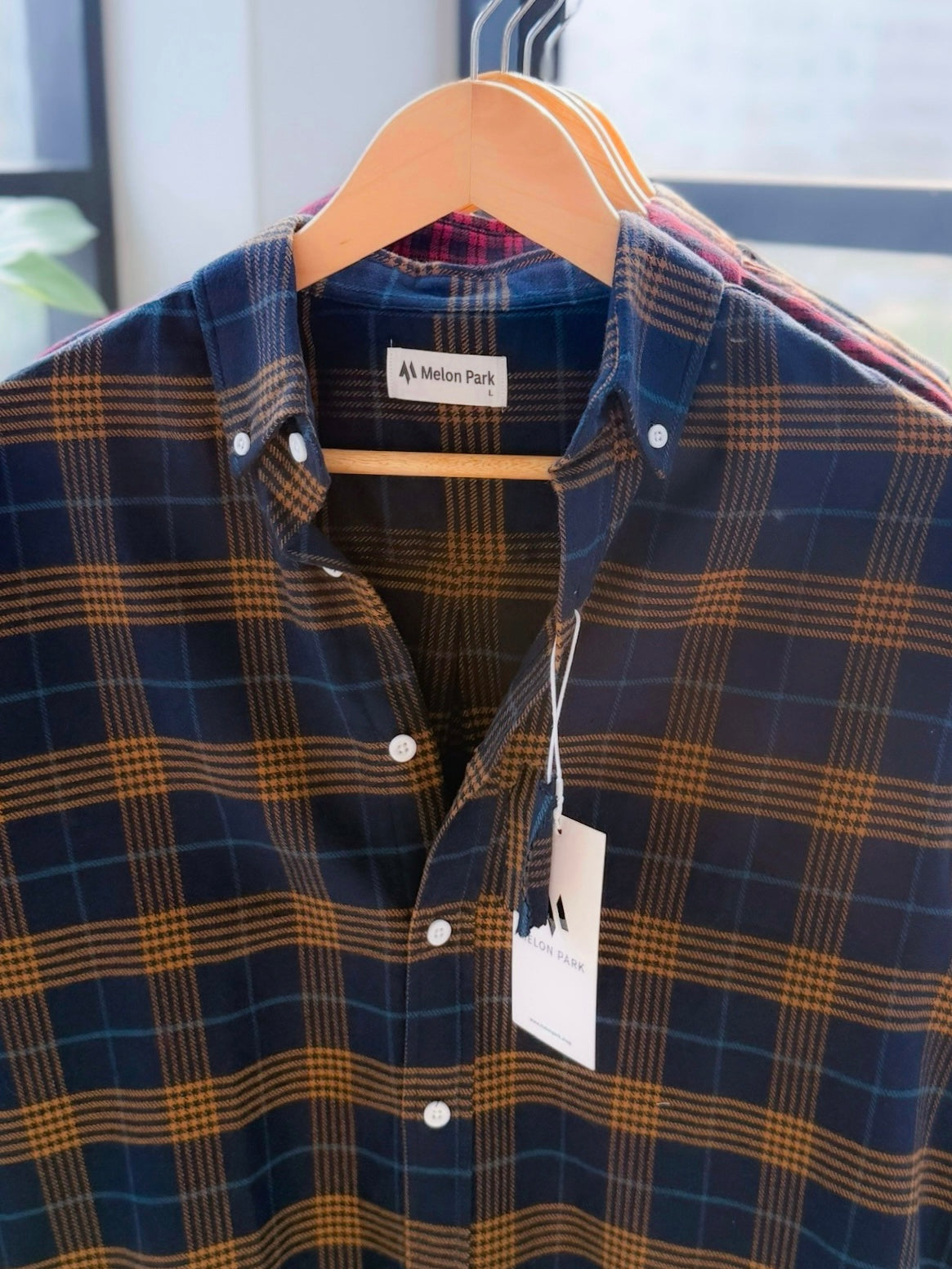 Gentle check shirt - Mustard Navy