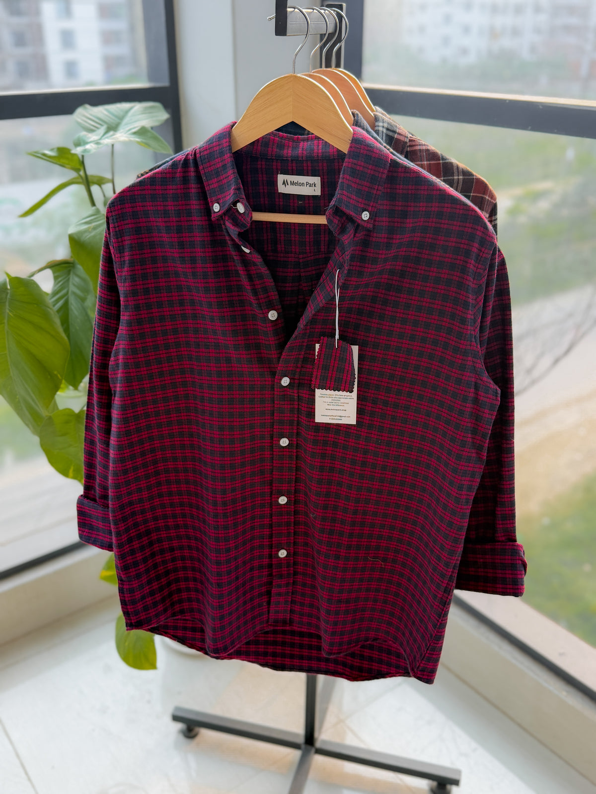 Gentle check shirt - Cherry Onyx