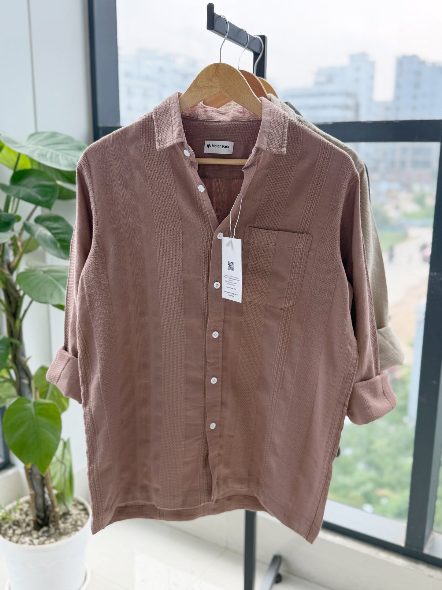 Crafted Dropshoulder Shirt - Peach