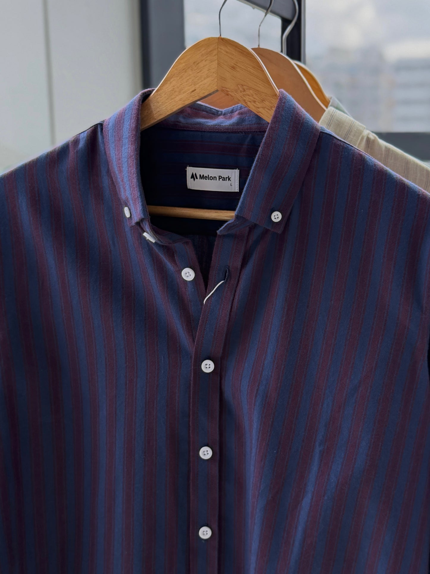 Gentle stripe shirt - Oxblood Indigo