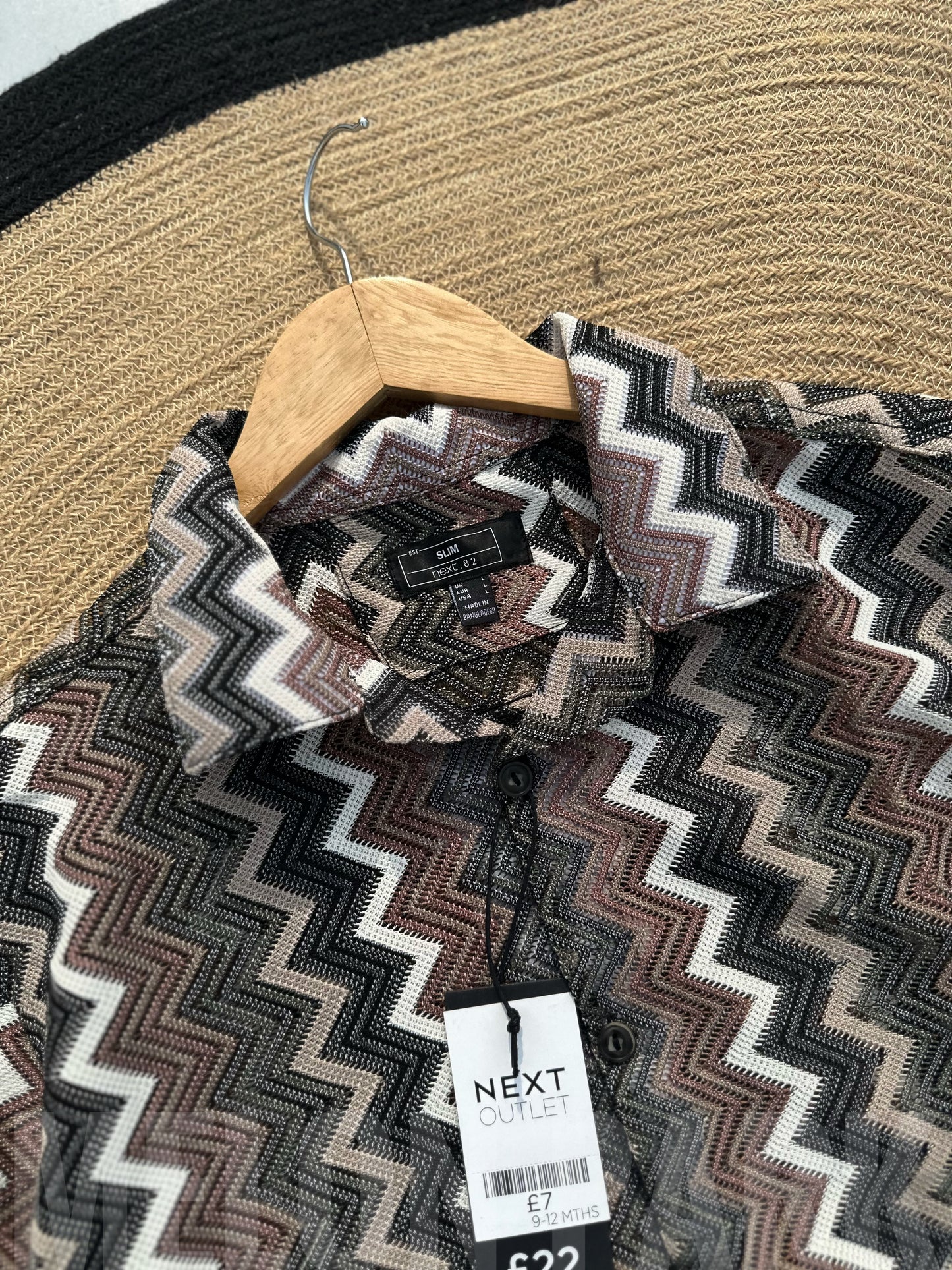 Zigzag Black Cuban Half Shirt