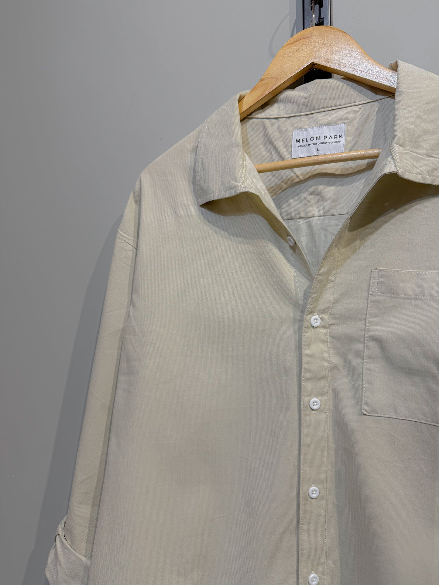 Corduroy Dropshoulder Shirt - Off White