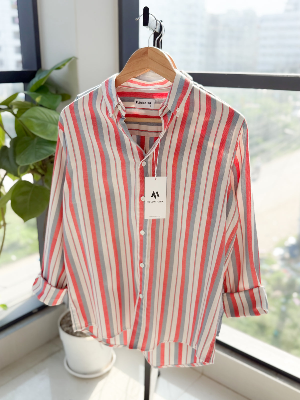 Gentle stripe shirt - Coral Slate