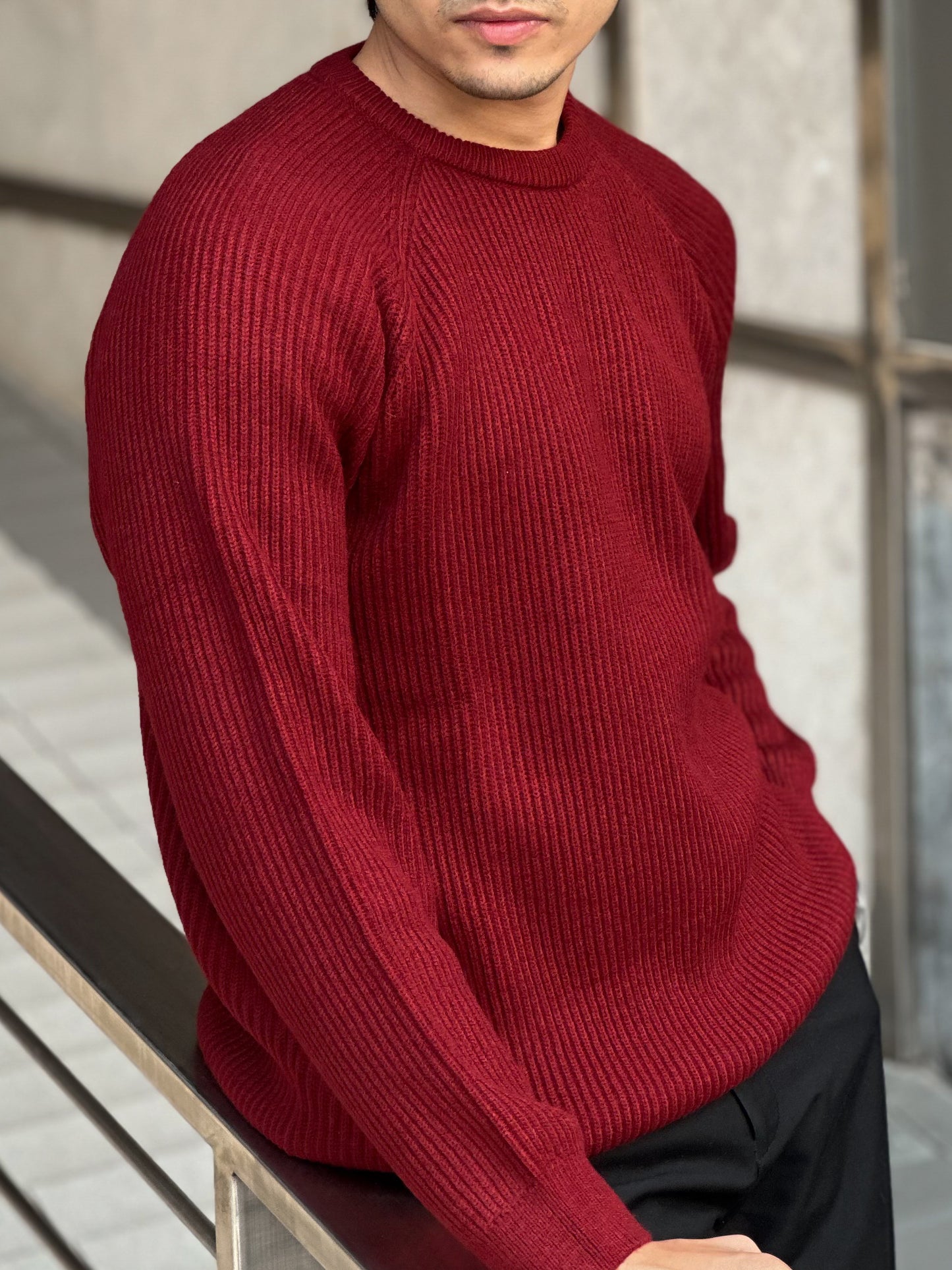 Knitted Signature Sweatshirt - Maroon