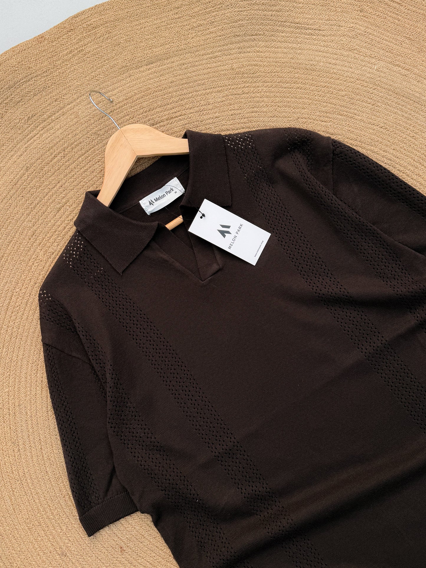Gentle Breeze Knit Polo - Chocolate