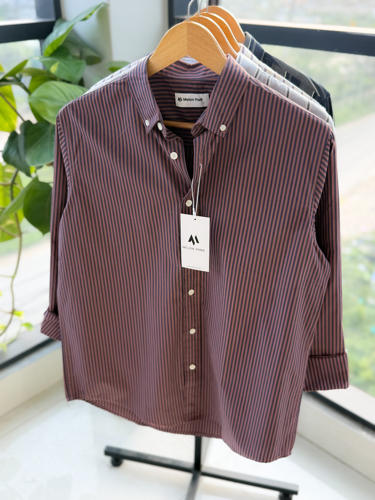 Gentle stripe shirt - Twilight Berry