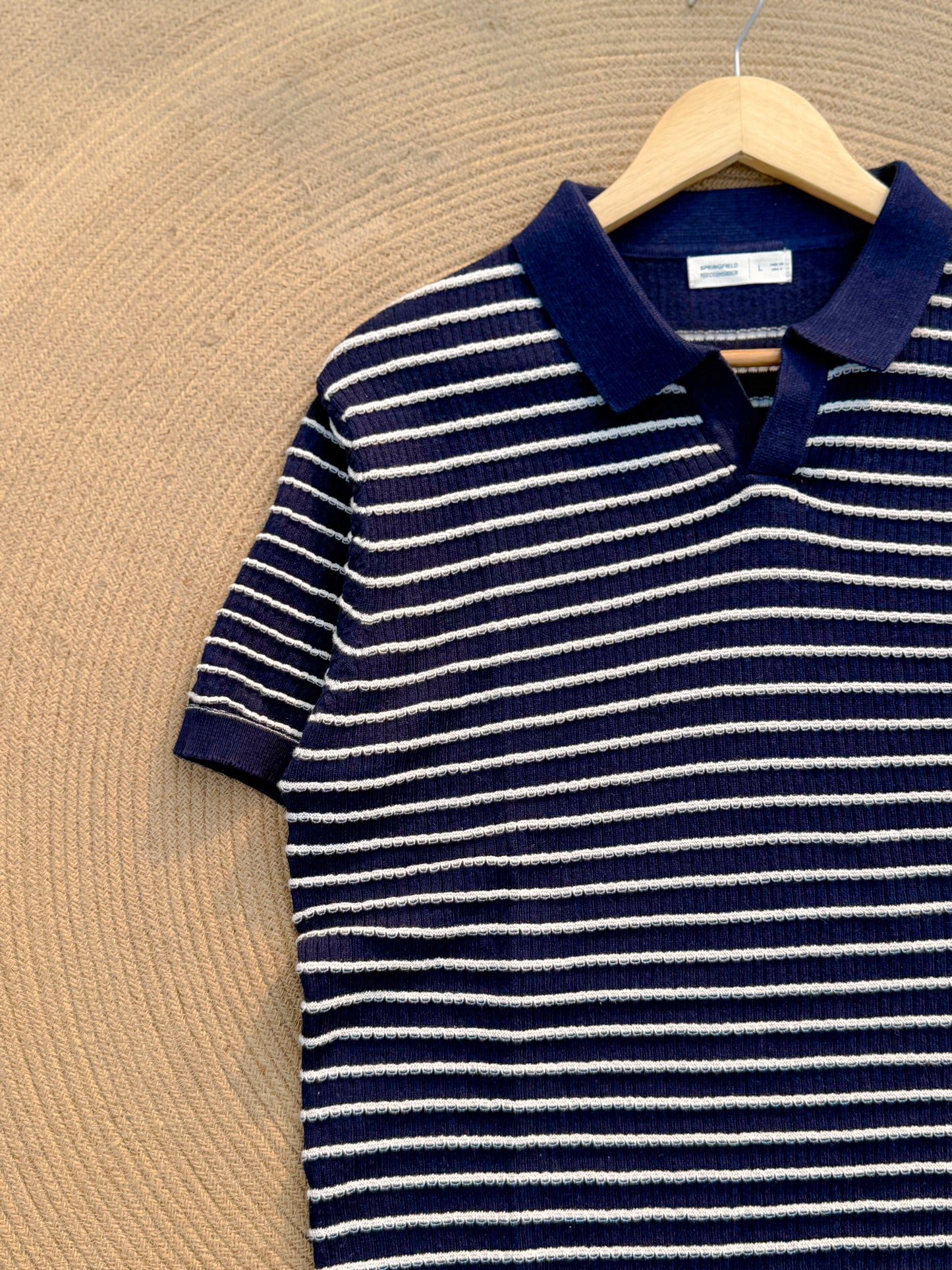 Cabana Knitted Polo - Navy Blue