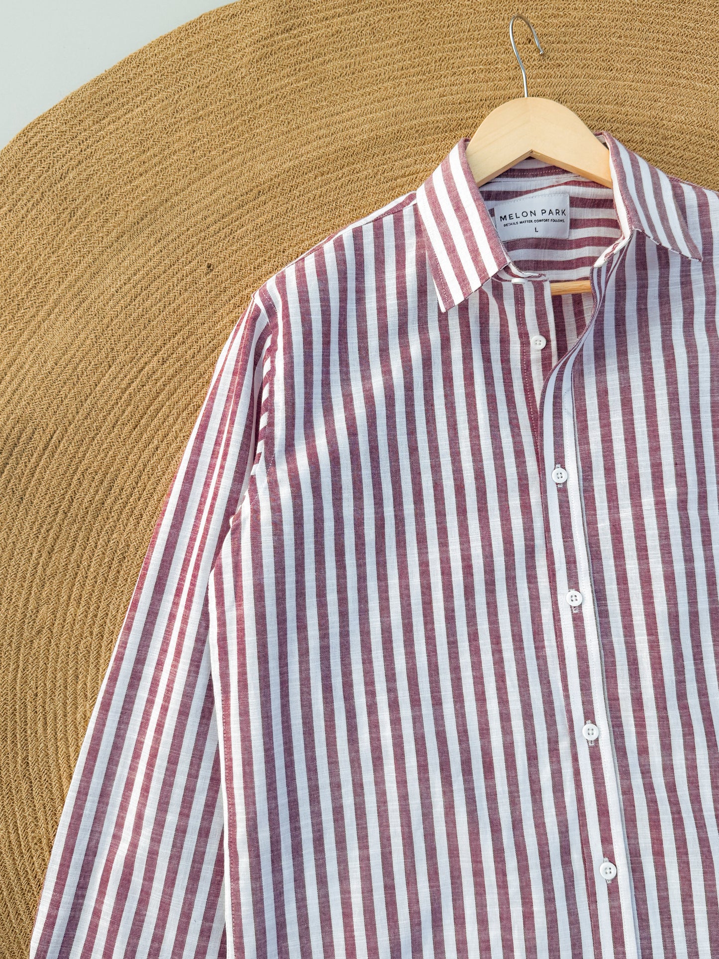 Gentle stripe shirt - Berry Maroon