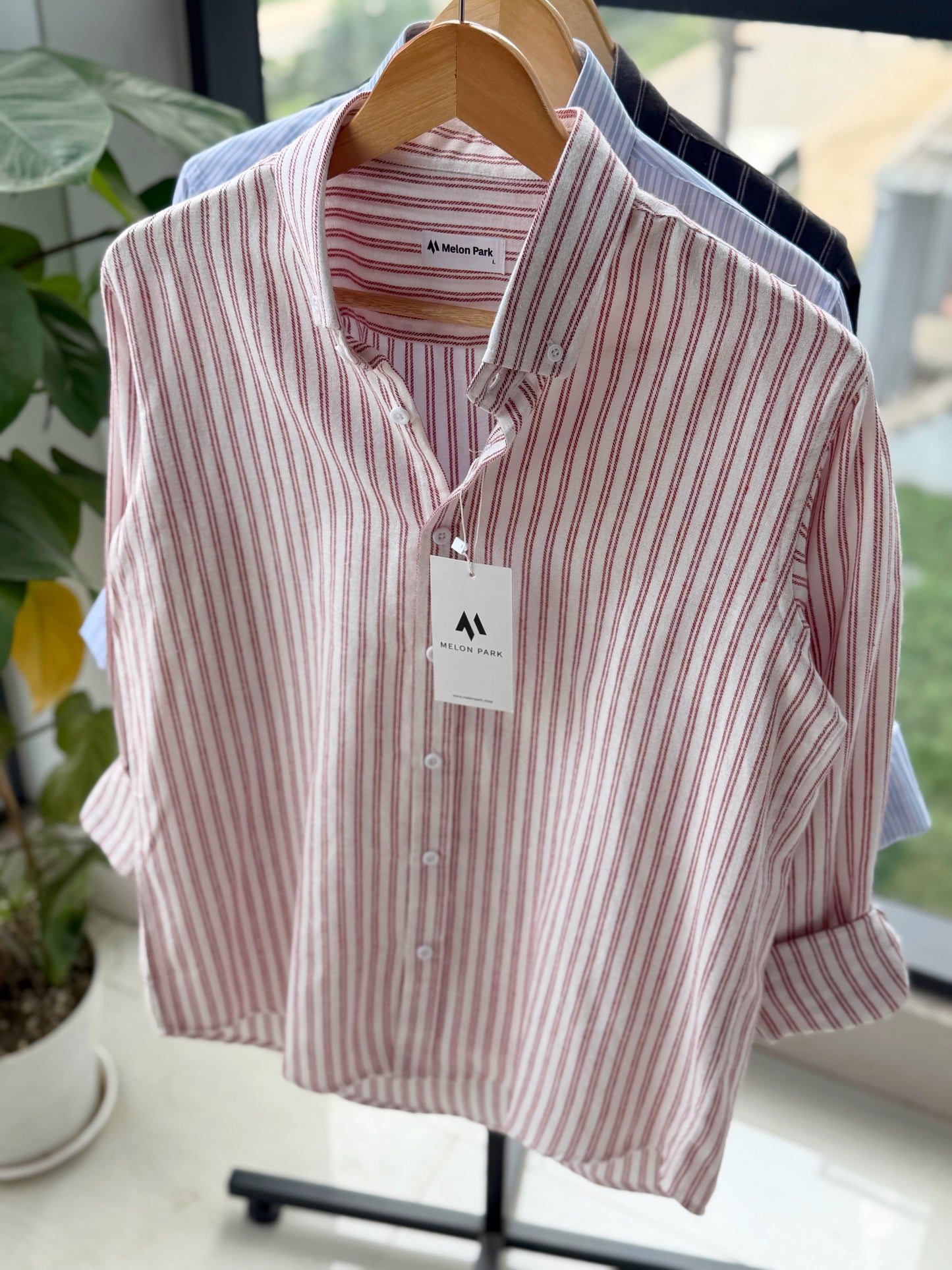 Gentle stripe shirt - Tuscan Red